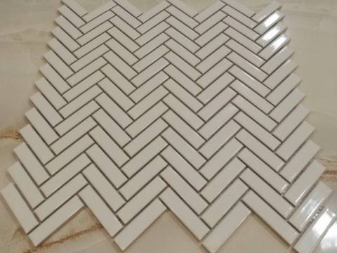  White Chevron Mosaic Tiles